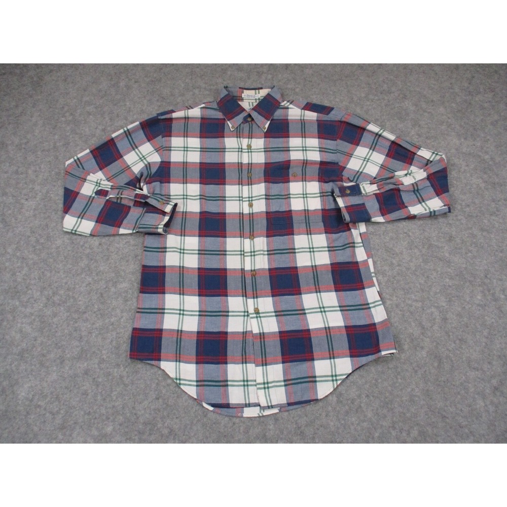 VINTAGE Arrow Shirt Mens Medium Blue White Plaid Dover Chevella Button Down
